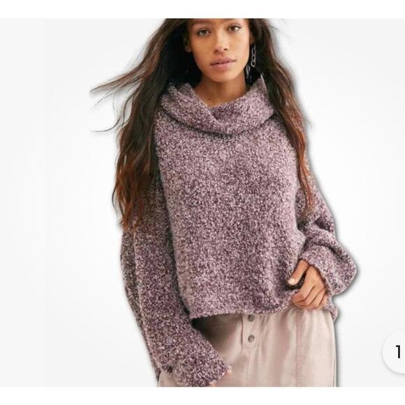 Free People BFF Cowl Neck Oversized Sweater Maroon boxy comfort SZ MD - Picture 1 of 9